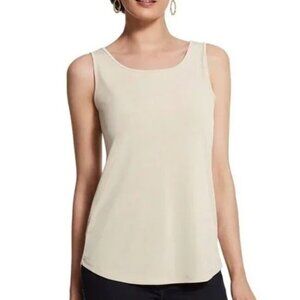 NWOT Chicos Sz 2 Large Lena Shirttail Top Tank Gold Shimmer Foil Metallic NEW